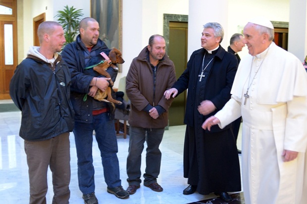 Pope Francis prepares to meet homeless people as he celebrates his 77th birthday at the Vatican